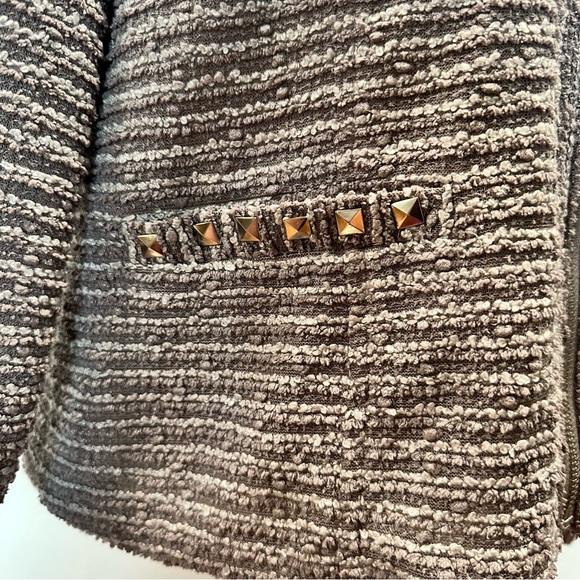 Erin London Pleated Grey Two Tone Collared Full Zip Up Jacket Women’s size XL - Picture 4 of 13